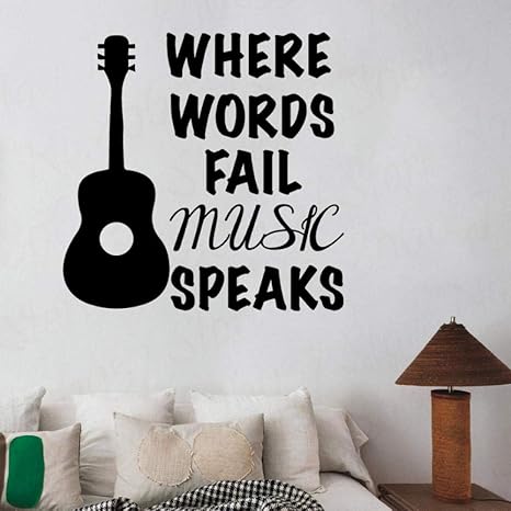 Amazon Ronronner ギター壁デカール多くのことなしでライブステッカー音楽寝室バンド壁紙音楽スタジオポスターdecor80x80cm ウォールステッカー オンライン通販