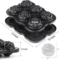 Vista 2 de Bandeja para cubitos de hielo, Mikiwon bandejas para cubitos de hielo en forma de rosa de 2 pulgadas con tapas, molde para bolas de hielo