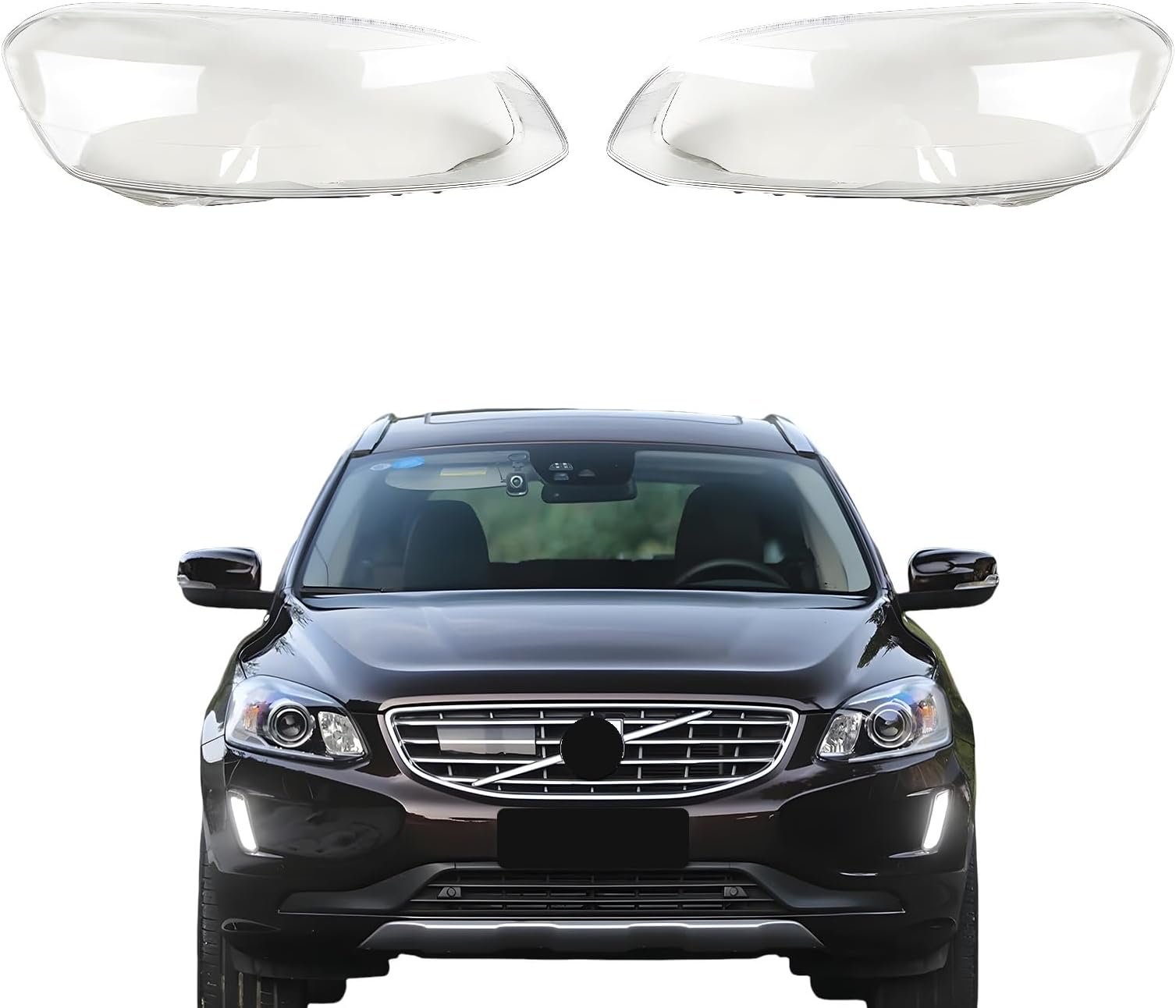 Car Lens Cover, Compatible With Volvo XC60 2014-2017, Front Headlight Lens Cover(A Pair)