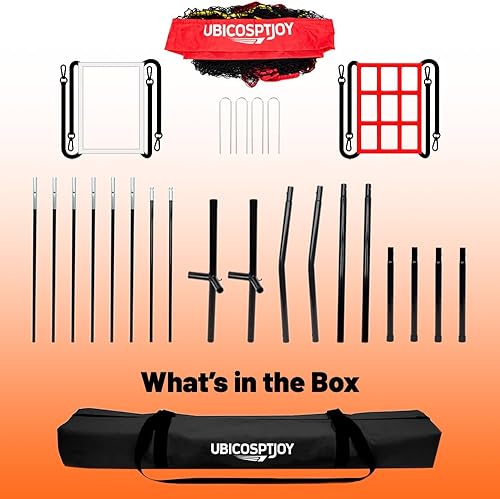 Miniatura 8 de Red de práctica de béisbol y sóftbol de 7 x 7 pies con objetivos de zona de ataque y bolsa de transporte, red de entrenamiento resistente para