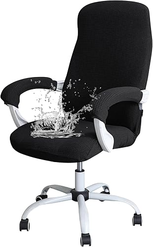 Miniatura 67 de FORCHEER Funda para Silla de Oficina Repelente al Agua de Jacquard con Respaldo Giratoria Extraíble Elástica Universal para Silla de Computadora