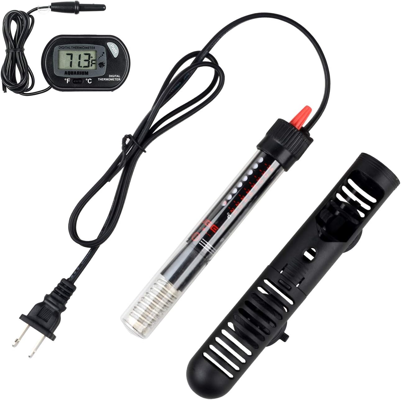 Submersible Aquarium Heater50W， Fish Tank Heater Extra Thermometer, Anti Explosion ，Adjustable Temperature Auto Built-in Thermostat