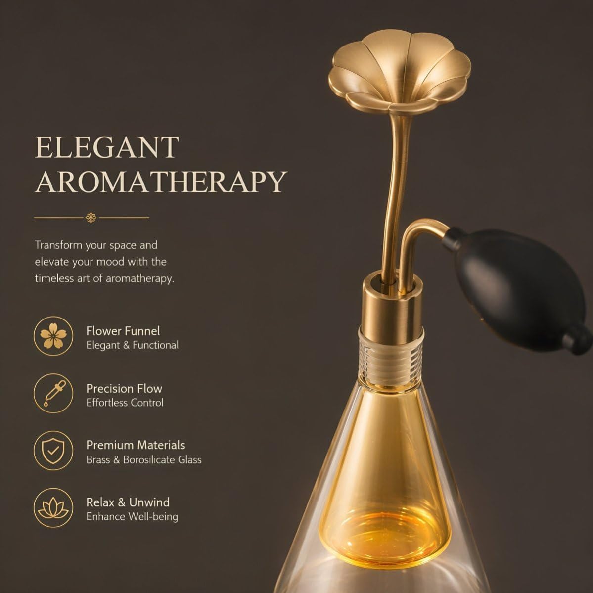 Retro Szklany Atomizer Do Perfum z Mosiężnym Kwiatowym Dozownikiem i Pompką Wielokrotnego Napełniania Idealny Do Testowania Aromatów Spa i Salonów Precyzyjny Dyfuzor Zapachów