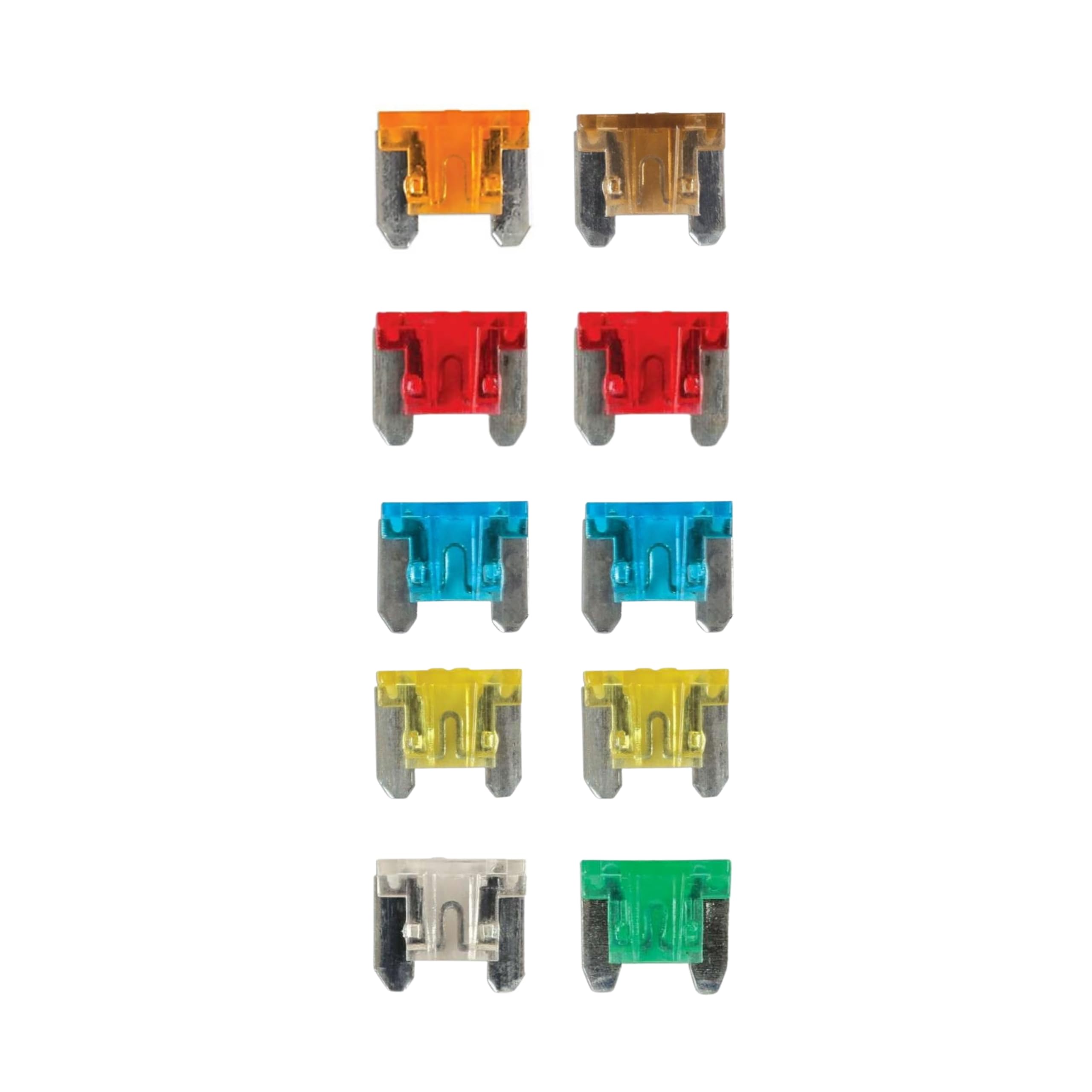 10 Pack Mini Blade Fuses - Assorted Low Profile Car Fuse Kit with Zinc Design - 5A to 30A for Automotive and Motorcycle