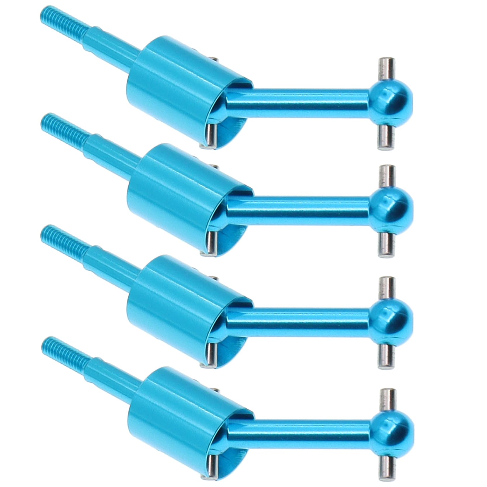 4Pcs Treehobby Aluminum Alloy Drive Shaft Dog Bone Dogbone & Wheel Stub Axle Cup Compatible with Tamiya TT01 TT02 1/10 RC Car Upgrades Parts(Blue)