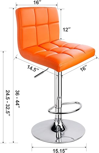 Miniatura 11 de Taburetes de bar de leopardo, moderno taburete giratorio ajustable de piel sintética con respaldo, juego de 2 (gris) Gris,Negro -,Caqui,Blanco,gris