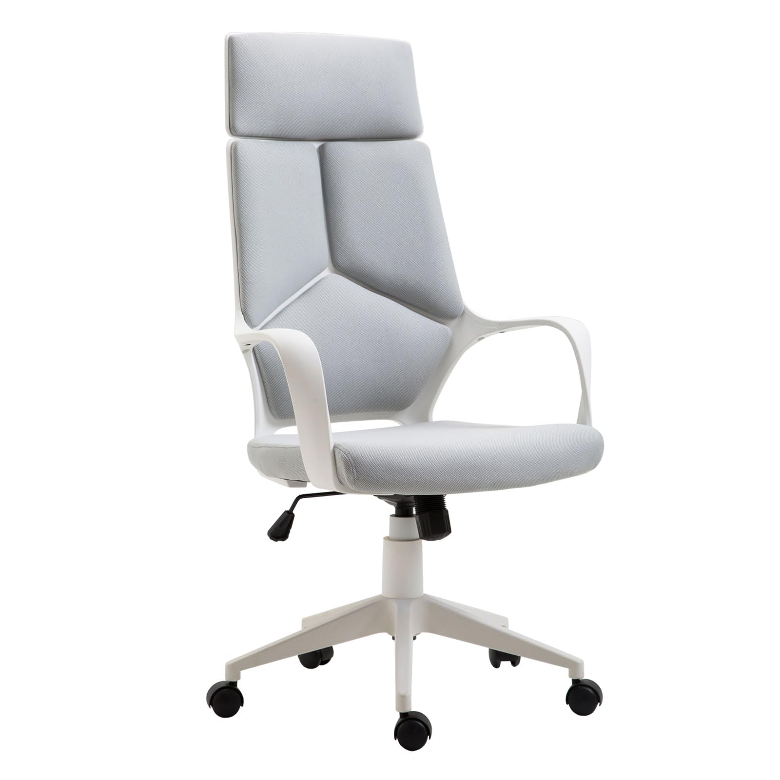 HOMCOM Silla de Oficina Giratoria Basculante Respaldo Alto 120 kg Gris