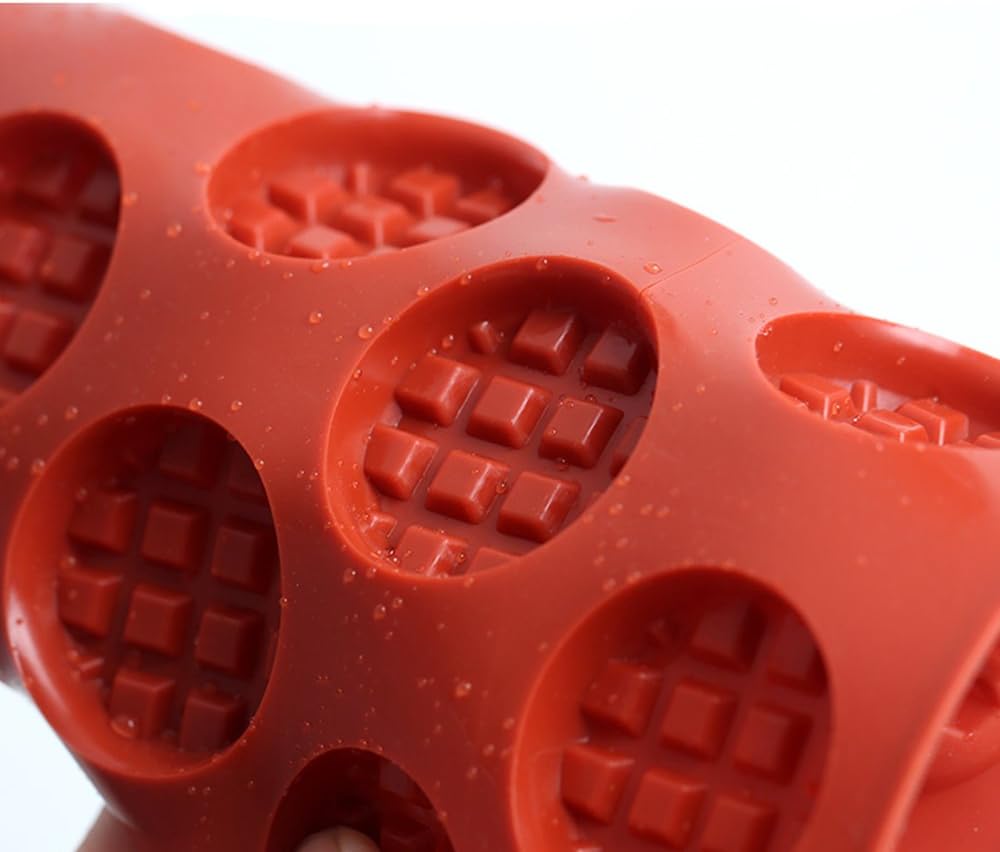 QELEG 18 Cavities Silicone Mini Round Waffle Mini Eggo Waffles,Cookie, Chocolate, Candy and Gummy Mold-2 Pieces