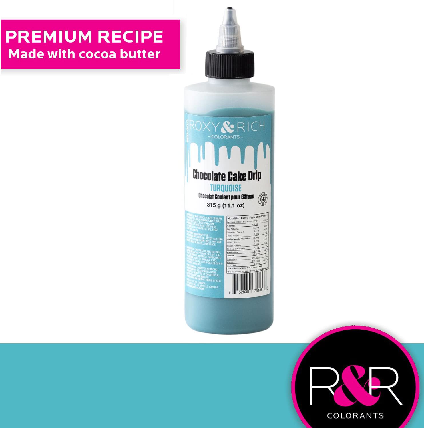 Roxy and Rich Chocolate Cake Drip, 315 Grams Turquoise