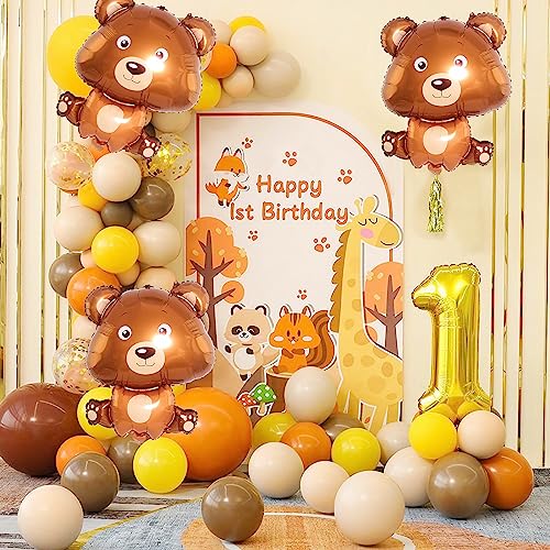 Yuuzue 5Pcs Bear Balloon 34" Woodland Balloons Teddy Bear Balloons For Jungle Safari Theme Kids Birthday Party Wedding Baby Shower Decorations #TOP1