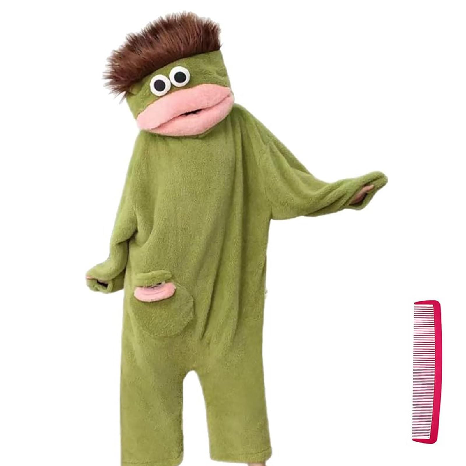 Pigiama Intero Unisex per Adulti, Modello Silly Onesie, Ultra Morbido e Felpato con Cappuccio per Stare in Casa, Ampio Verde Comodo e Confortevole(Green,XL)
