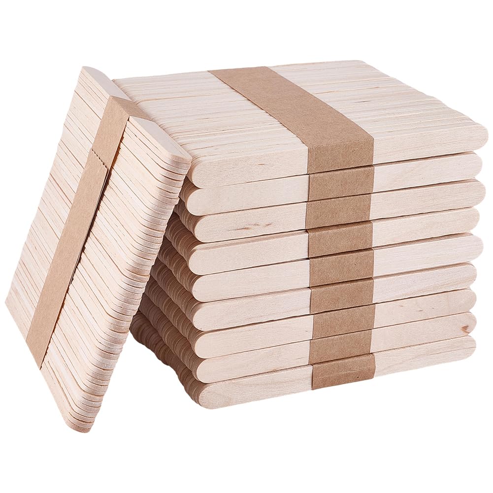 CREATCABIN 500Pcs Craft Sticks Ice-Cream Stick Treat Pop Popsicle Sticks Bulk Natural Wood Sticks for Food Grade Crafts DIY Arts Ornaments Painting Projects Handwork Supplies 4.5x0.35Inch