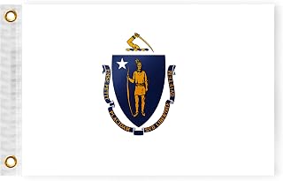 Massachusetts State Boat Nautical Flag 12x18 Inch Double Sided 3 Ply MA Marine Flag Nylon Small Yacht Sail Pontoon Boat ATV Bike Truck Motorcycle Banner Brass Grommets Patriotic Outside (MA)