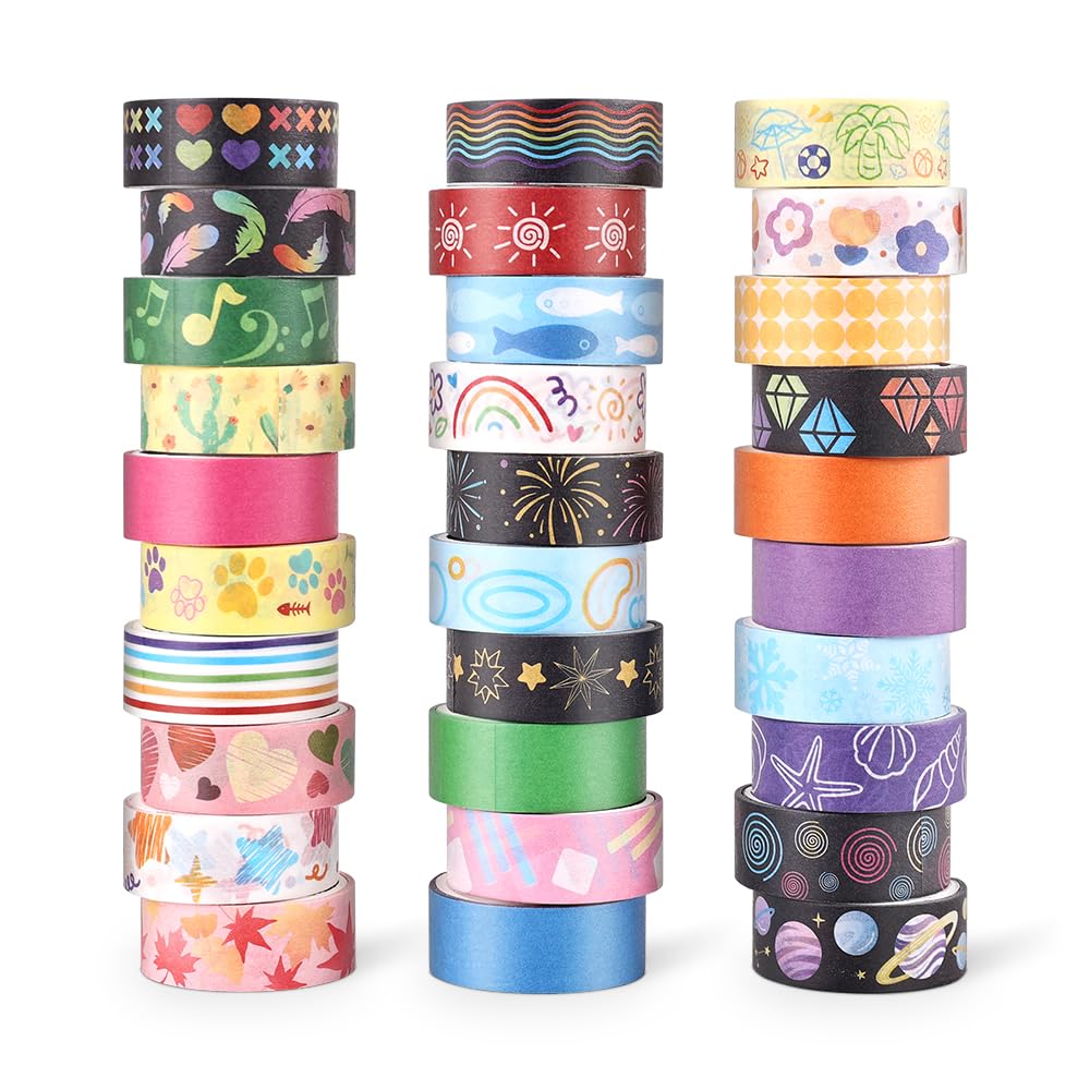 Colorful Washi Tape Set - 30 Rolls for Scrapbooking -8