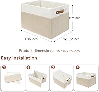 Vista 2 de SNWDN Paquete de 6 cestas de almacenamiento de tela para organizar contenedores plegables de tela con asas para organización del hogar y la oficina