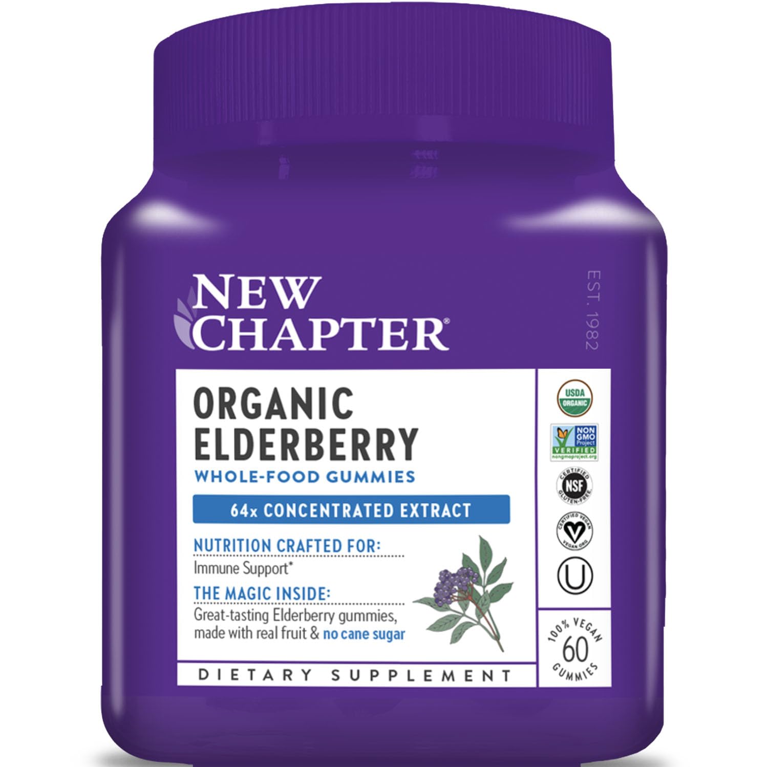 New ChapterElderberry Gummies - Organic Elderberry Whole-Food Gummies for Immune Support - 60 ct
