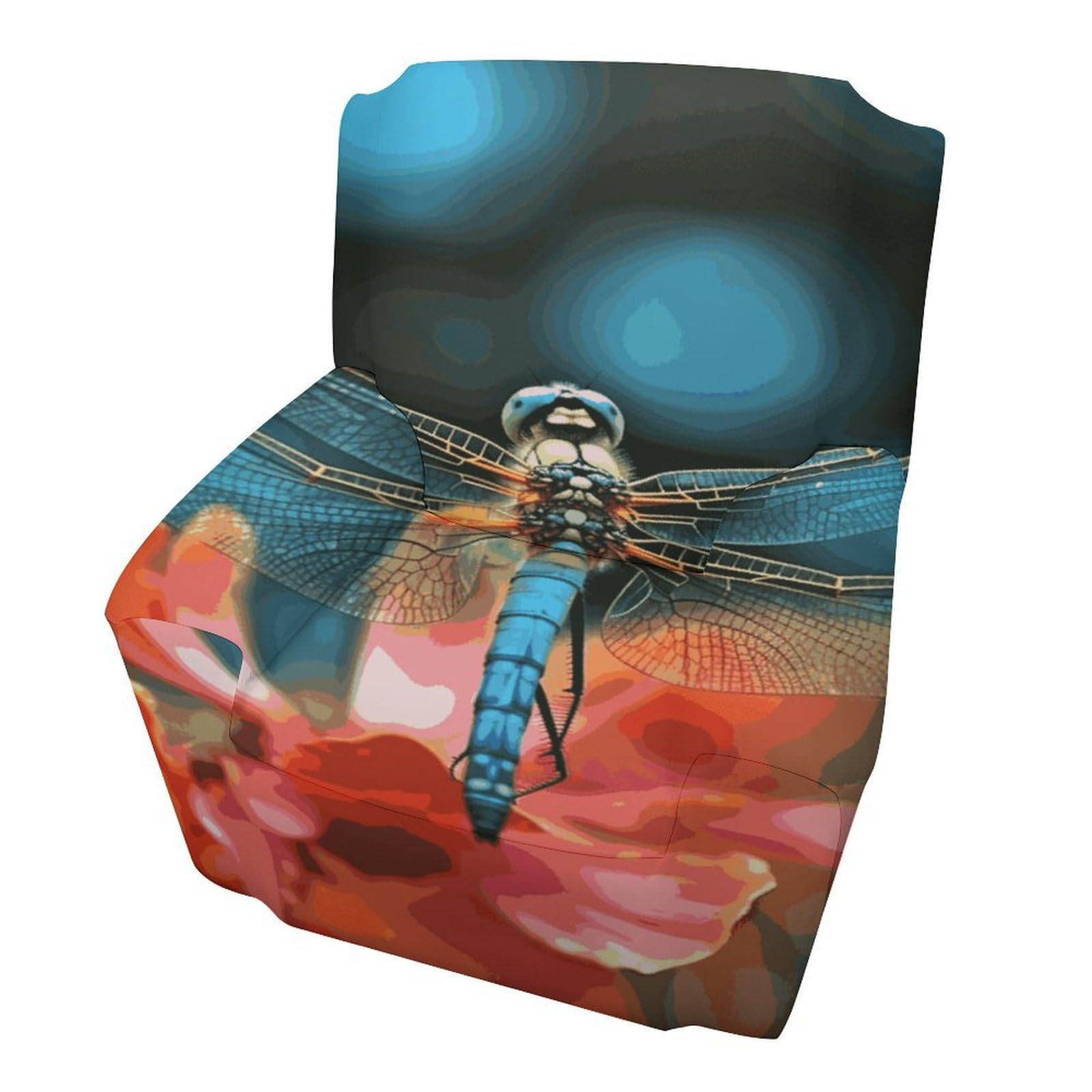 Fodpand Style Dragonfly On The Flower Sofa Cover Soft 1 Seater Sofa Slipcover For Pets Washable,Couch Cover With Elastic Straps Furniture Protector
