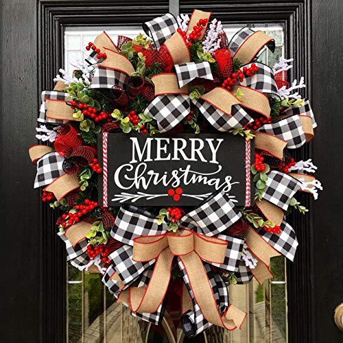 image for Wrth Christmas Buffalo Check Wreath Christmas Holiday Festival Window 