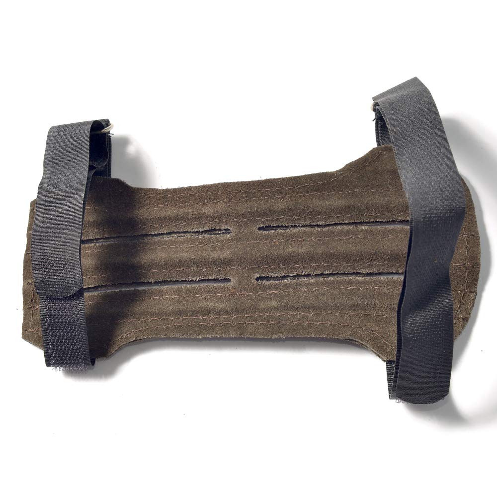 UNIVERSE ARCHERY Leather Arm Guards | Bow Arm Protector 2 Strap Archery Guard in 2 Colors | High-Grade Adjustable Leather Armguard | Hunting Accessories & Archery Sports 19X10CM (Dark Brown)