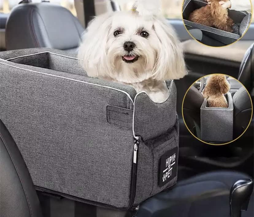 Portable Pet Dog Car Seat Central Control Nonslip Dog Carriers Safe Car Armrest Box Booster Kennel Bed for Small Dog Cat Travel