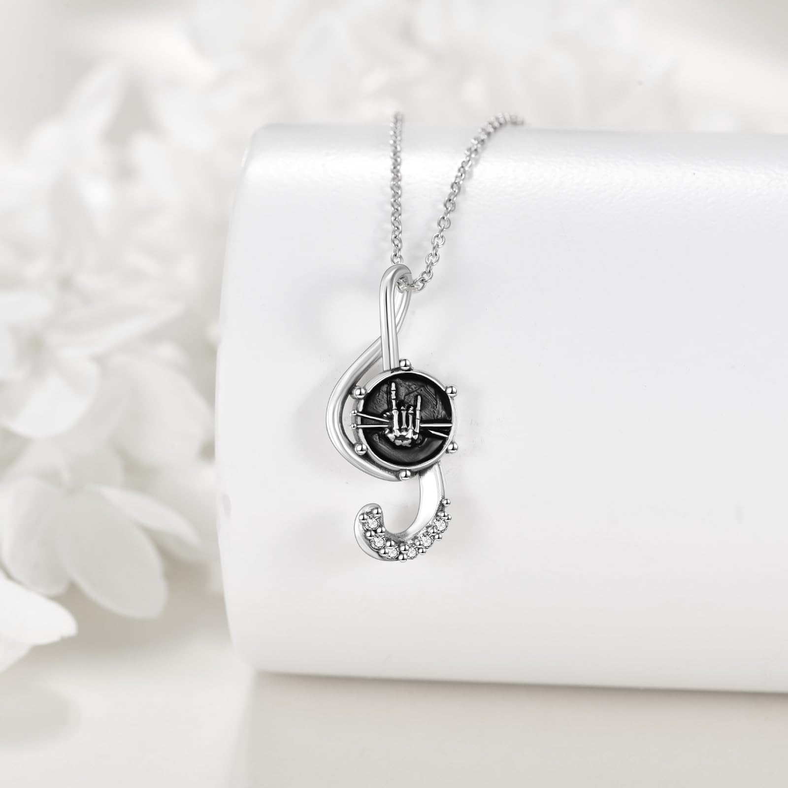 POPLYKE Sterling Silber Musik Anhänger Halskette Musikliebhaber Geschenke Schmuck für Frauen ihr