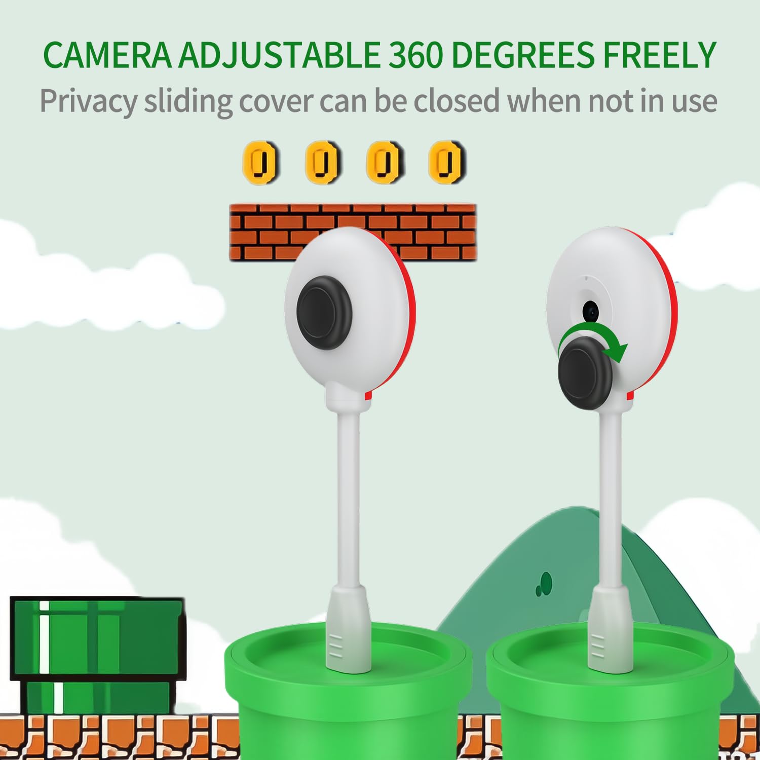AriKroii Telecamera per Nintendo Switch 2, Webcam da gioco HD 720P per Switch 2/PC/Notebook,Supporto per Videoconferenze/Game Live/Video di Breve Durata,Base Ricaricabile, Cavo USB e Istruzioni