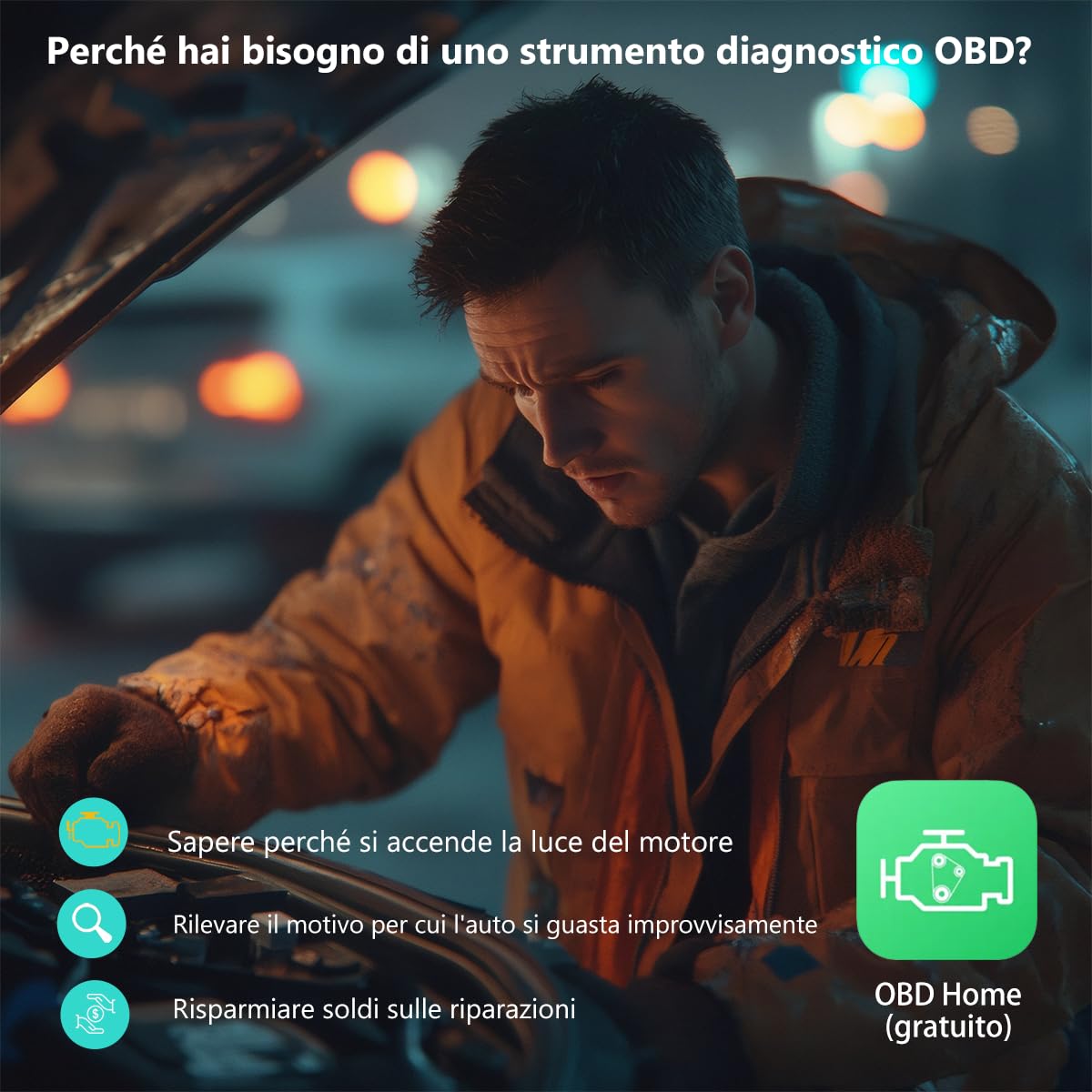 OBD2 Auto Diagnostica Bluetooth 5.4 35900 Code Banca Dati, Tester Scanner Obd2 in Italiano Code Lettore Scansione Strumento con IOS, Android Dispositivi - Adatto per Maggior Parte Auto