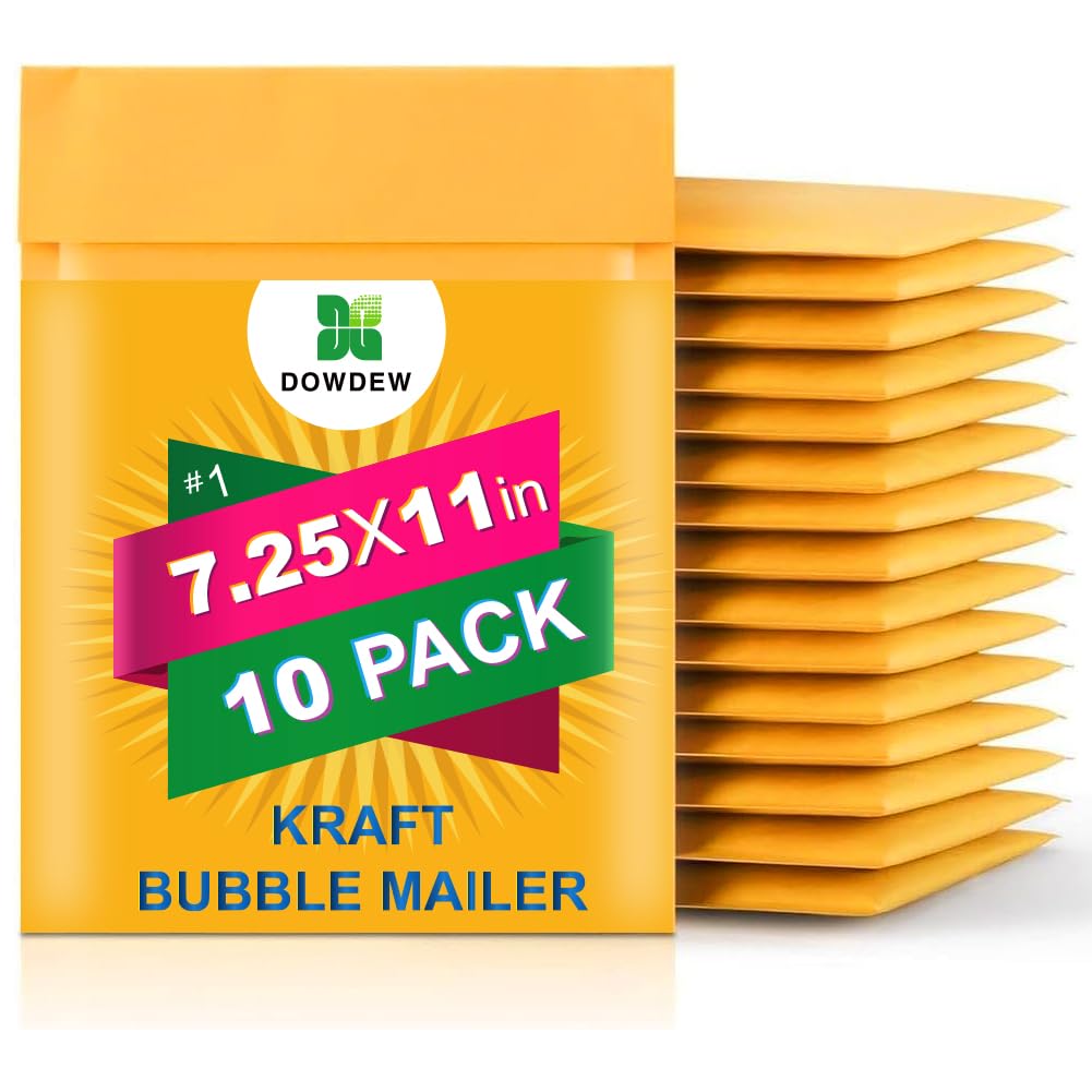 Kraft Bubble Mailers [10 Pack] Mailing Packing Envelopes #1 (7.25" x 11")