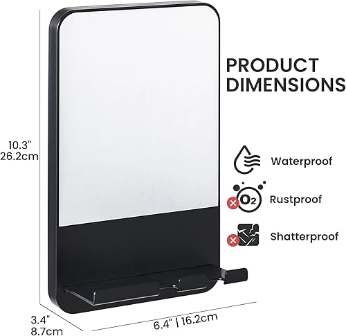 Miniatura 4 de TAILI Espejo de ducha sin niebla para afeitarse con soporte para afeitar, espejo sin niebla, espejo de ducha con succión de ducha, espejo de baño