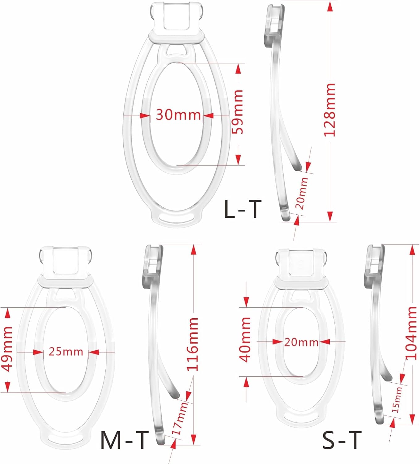 Men's Protective Cage Set with 3 Size Tools + 1 Elastic Belt-USZB26 (Clear) image 2