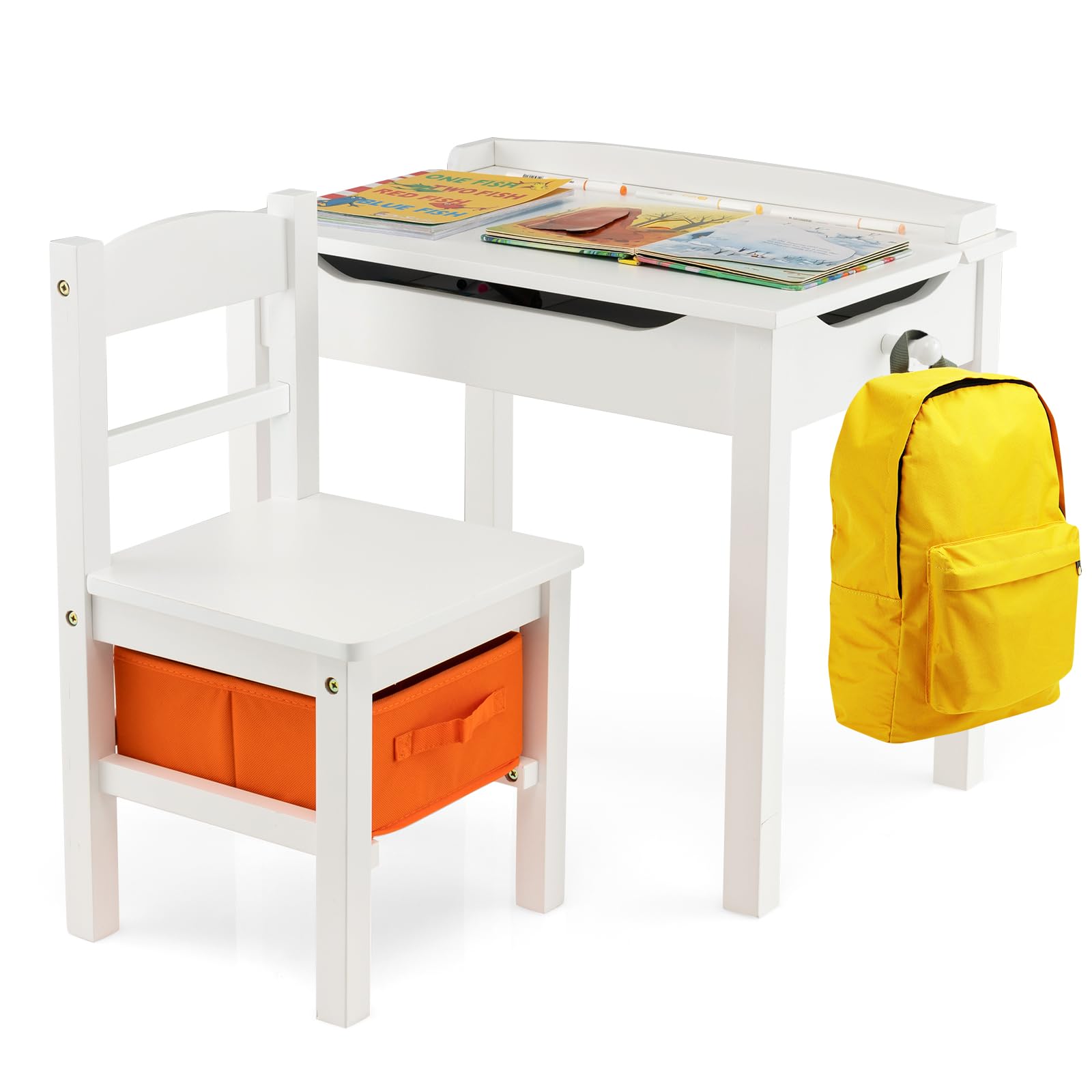 Amazon.com: HONEY JOY Kids Table and Chair Set, Wooden Lift-Top