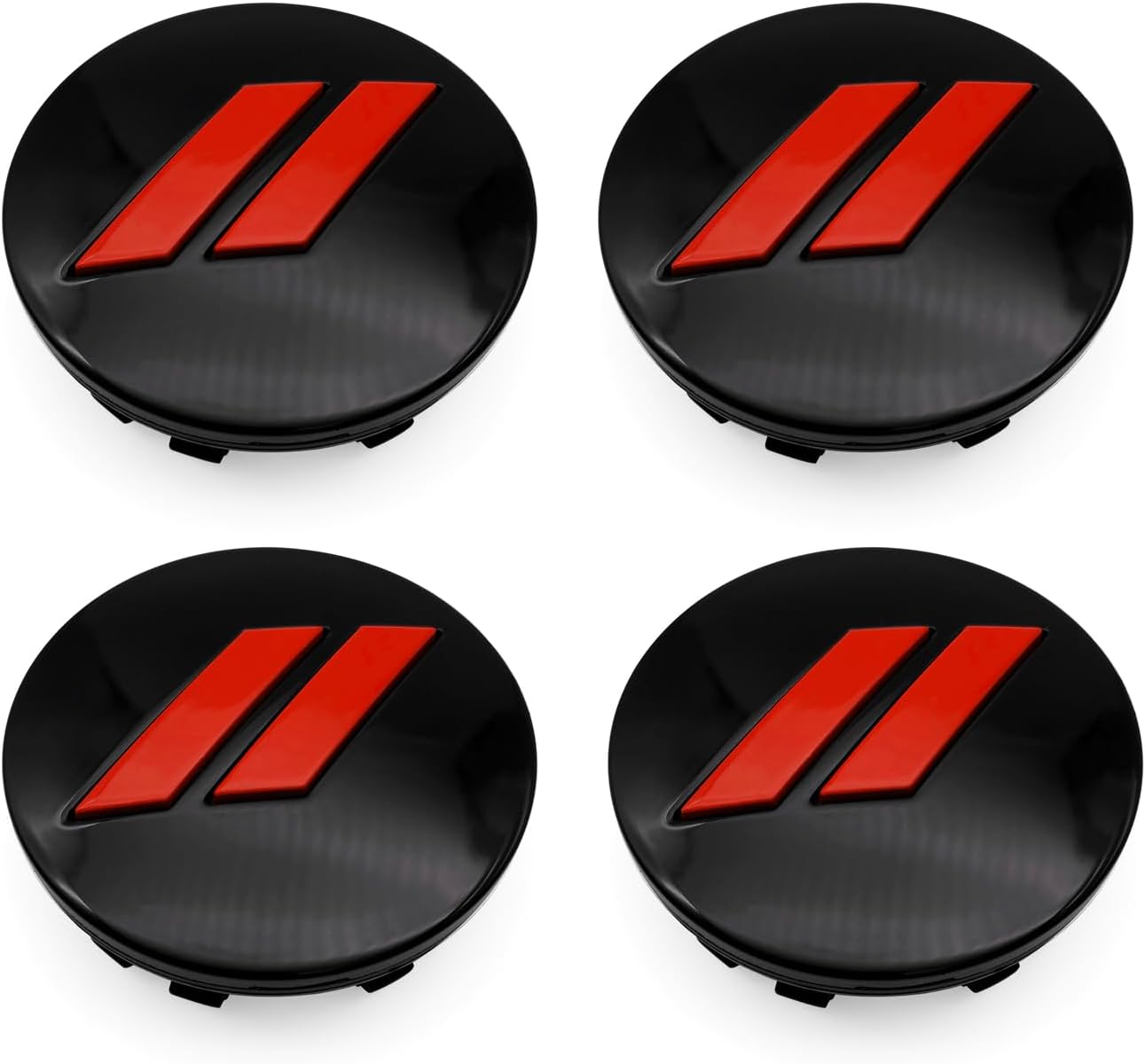4 Pieces 63mm 2.5" Glossy Black and Red Racing Stripe Car Wheel Hub Center Caps Cover Fit for Charger Challenger 2017-2022 with 20" Wheels 6CZ27DX8AA