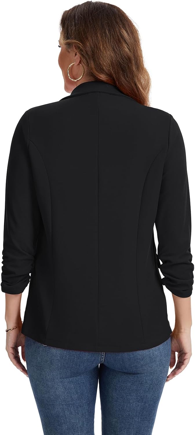 MINTLIMIT Womens Blazer 3/4 Sleeve Notched Collar Button Casual Work Office Blazer Jackets with Pockets - Image 5