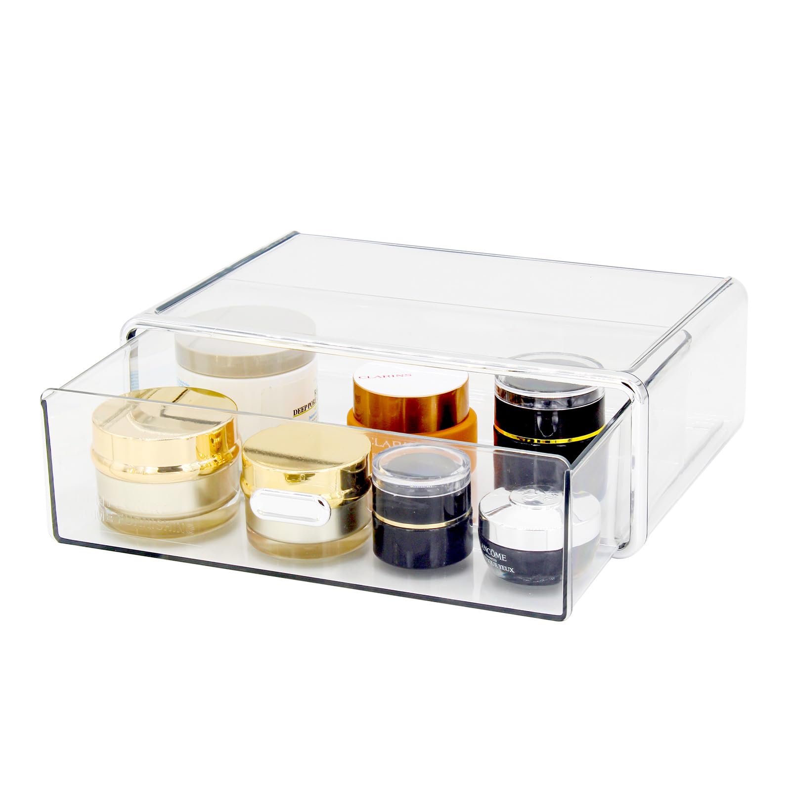 Clear Drawer Organizer - Stackable Drawer Storage Makeup Organizer for Store Cosmetics and Skincares, Suitable for Vanity, Bathroom and Bedroom Locker Organizer-Drawer
