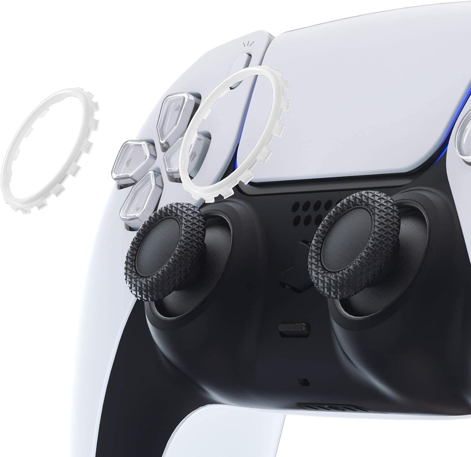 eXtremeRate White Replacement Accessories for PS5 Controller, Custom Accent Rings for PS5 Controller - Controller NOT Included