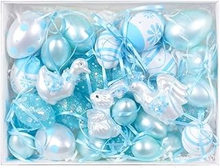Juego de 30 huevos de plástico ABS de diseño colorido, perfectos para celebraciones navideñas (azul)