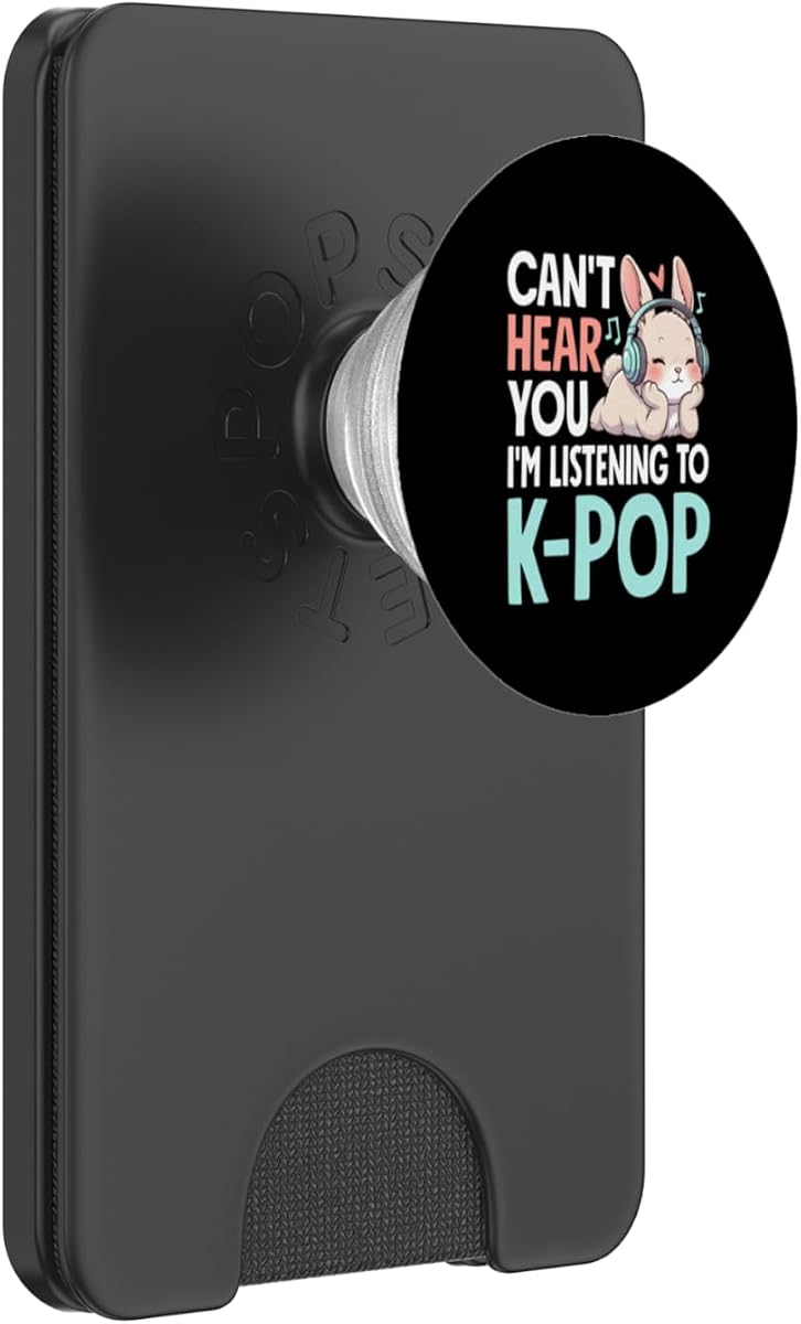 K-Pop Bunny Listening to Korean Pop Cute Headphones PopSockets PopWallet for MagSafe