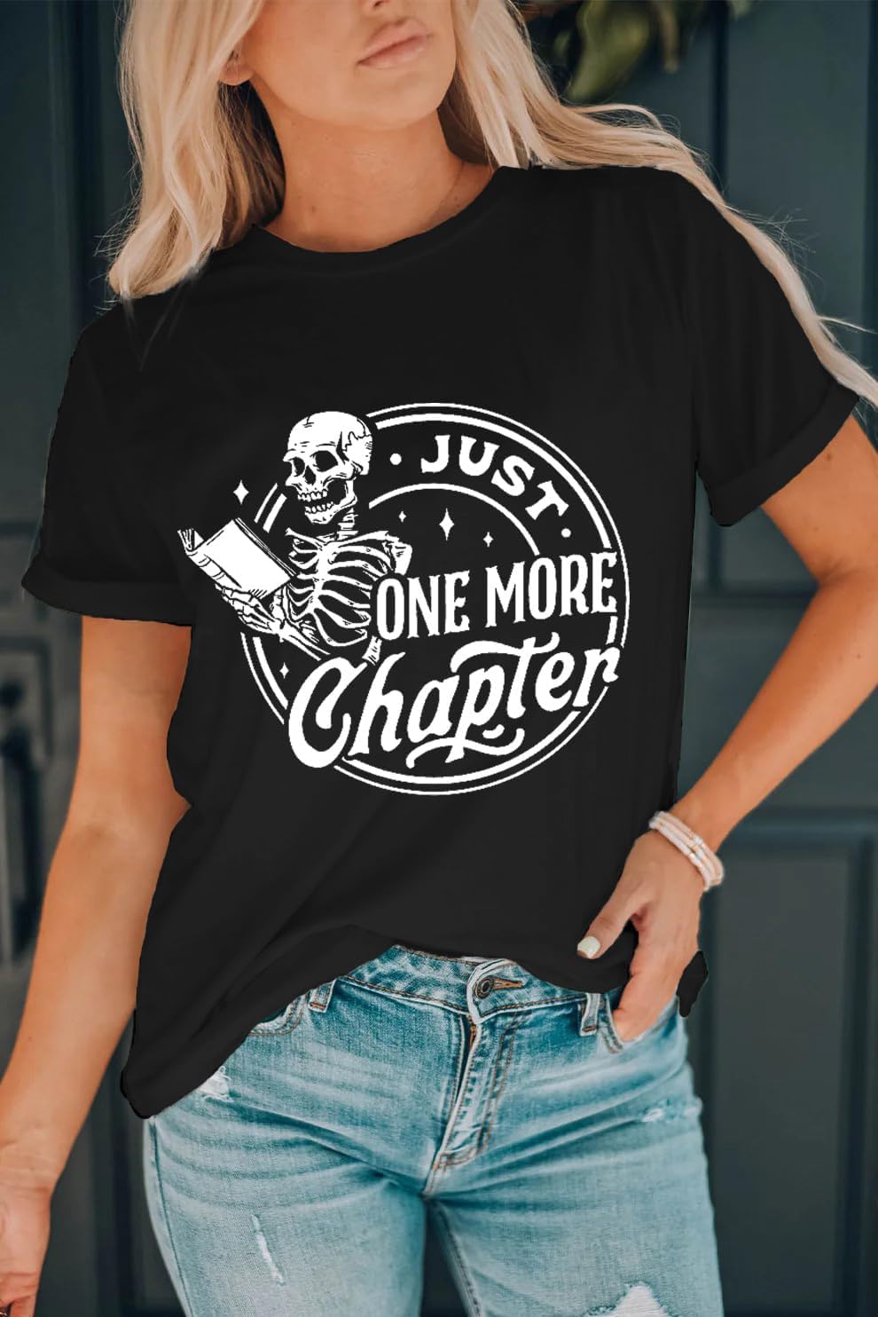 Just One More Chapter T-Shirt Women Cute Book Lover Gift Tee Tops Funny Reading Shirt Tops Teacher Short Sleeve Tees - Image 2