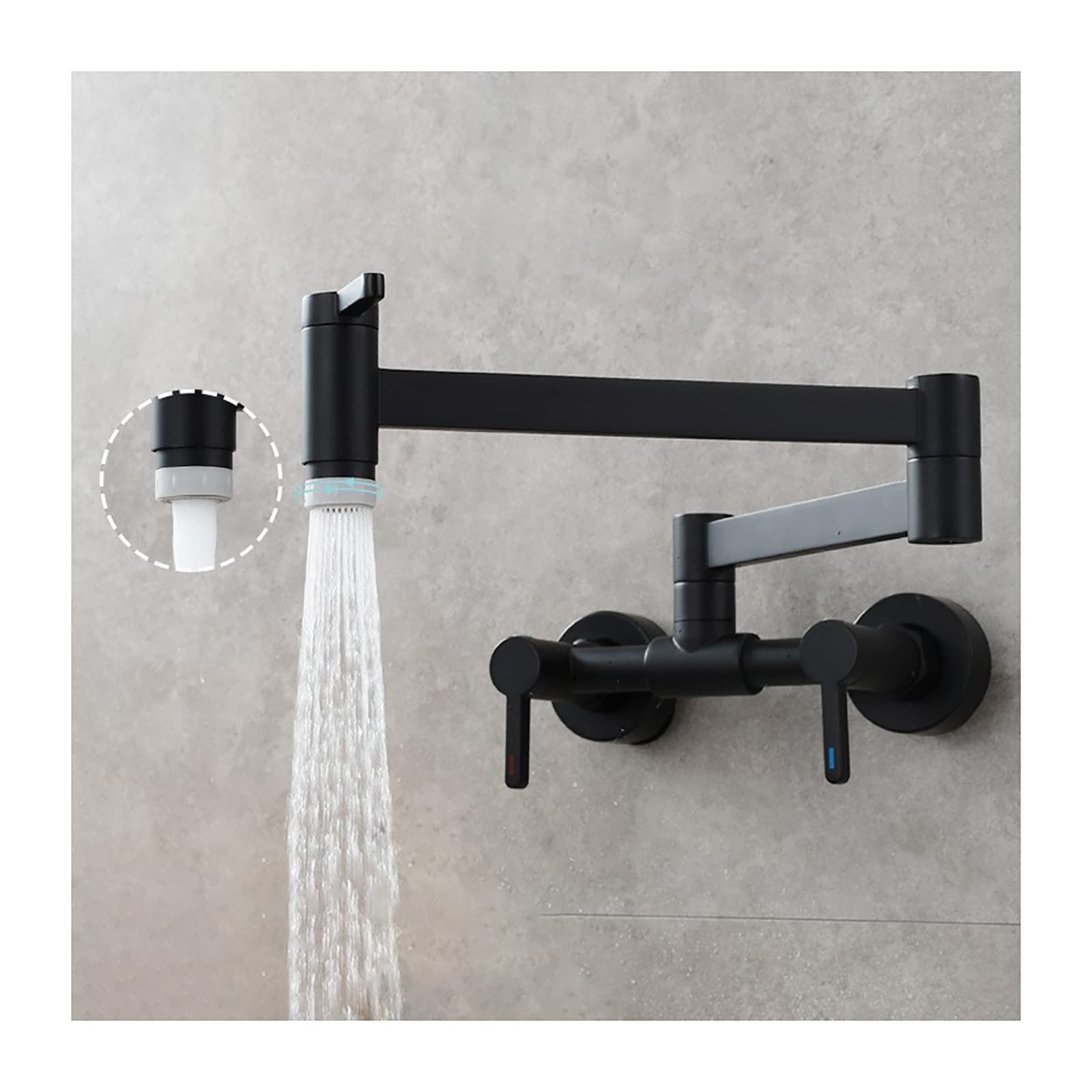 Robinet de cuisine à eau chaude et froide pliable pour évier mural