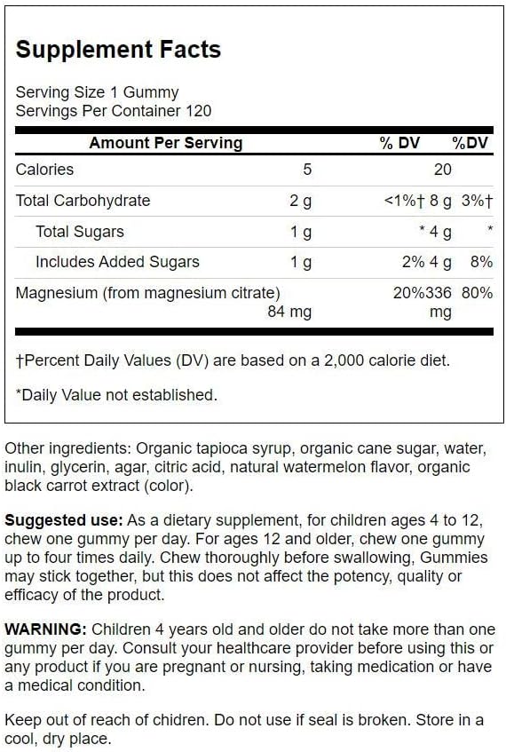 Swanson Magnesium Gummies - Watermelon 84 mg 120 Gummies