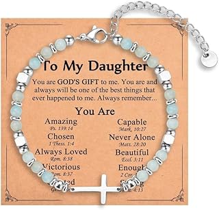 Stainless Steel Cross Beaded Bracelets Catholic Religious Natural Beads Bracelets Christian Faith Jewelry Gifts for Women