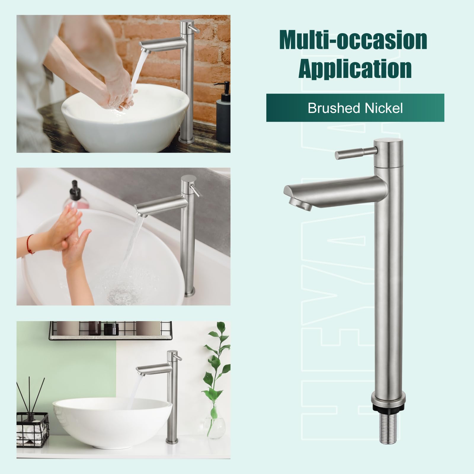 Gebürsteter Nickel Wasserhahn – Kaltwasser-Armatur Aus Edelstahl SUS304 Für Waschbecken