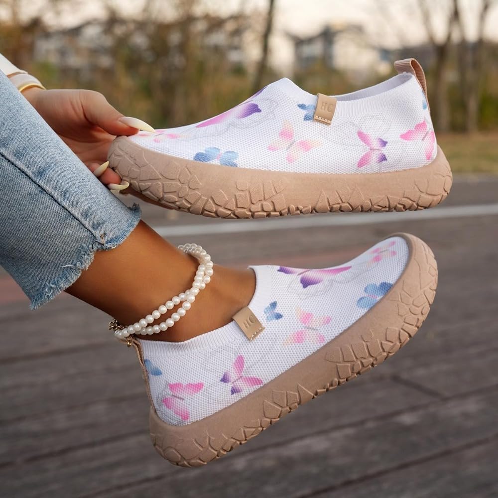 Scarpe da ginnastica da donna con stampa farfalla