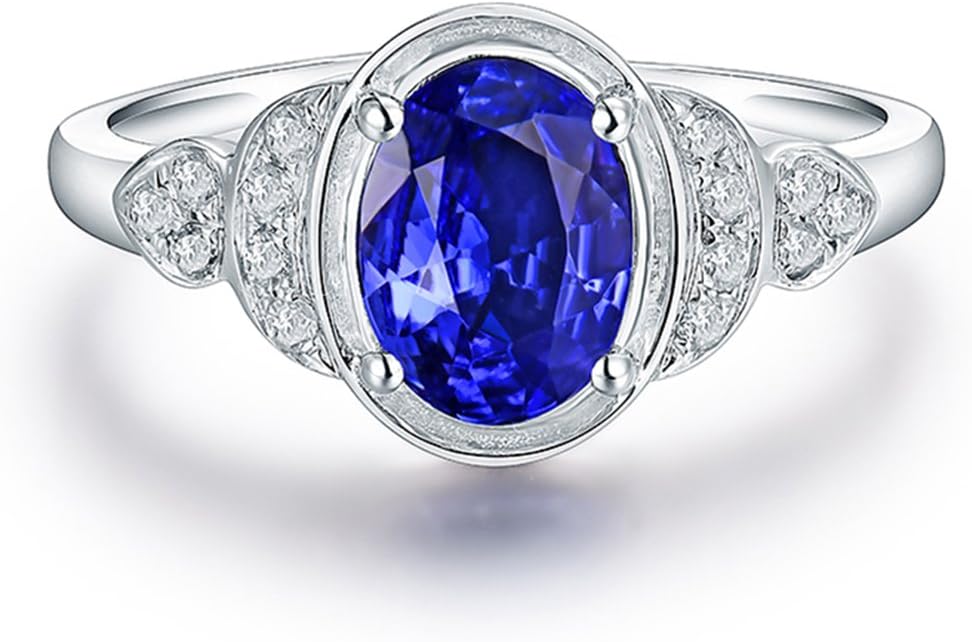 14K White Gold AAA Natural Tanzanite Diamond Ring Engagement Wedding Band for Women Promotion