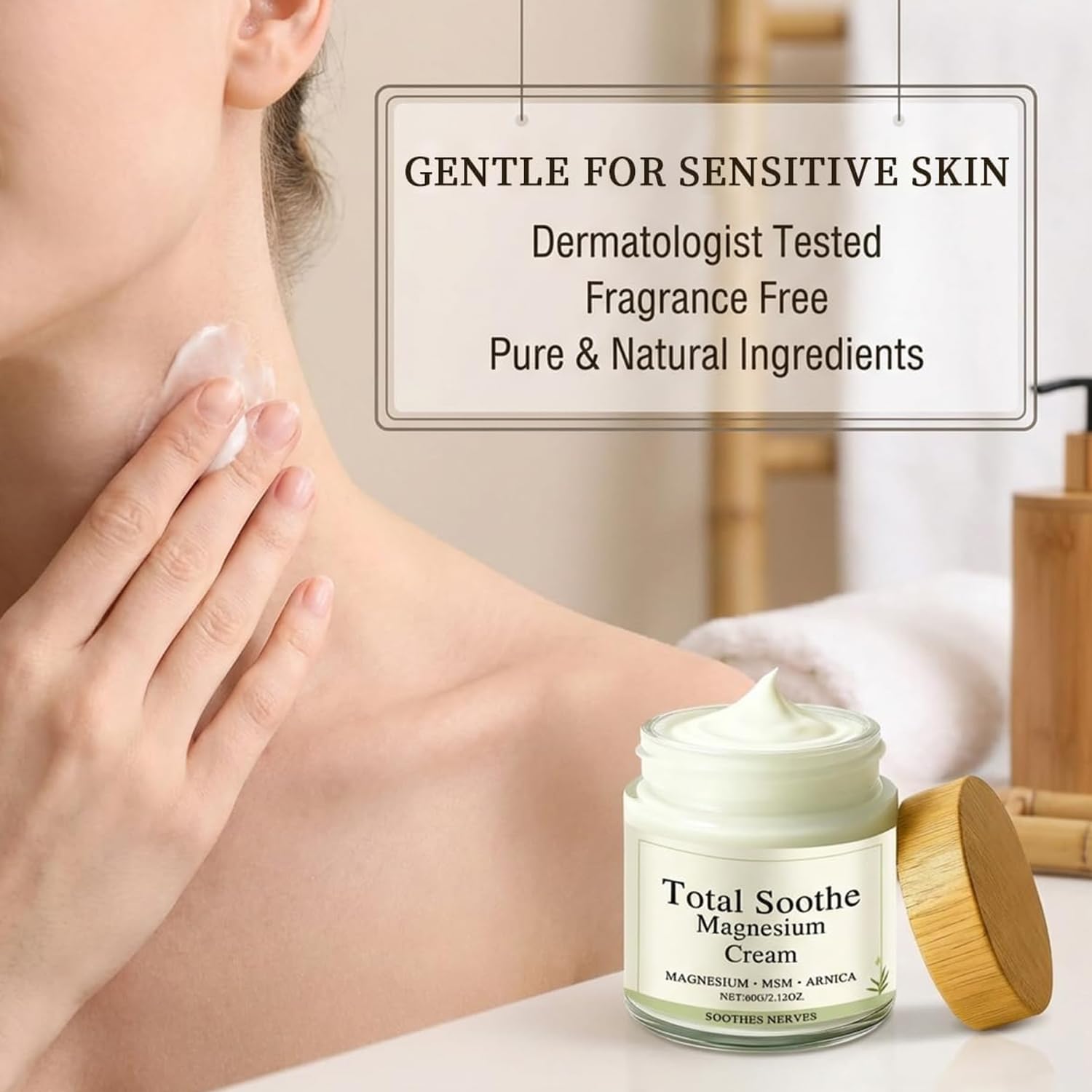 Total Soothe Magnesium Cream, Magnesium MSM & Arnica Muscle Relief Cream for Joints, Knees & Back, Fast-Absorbing, Non-Greasy Body Moisturizer for Muscle Soreness & Recovery-2.12 oz — view 4