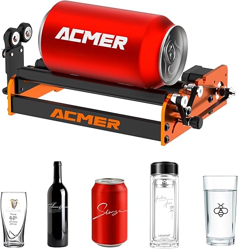 Miniatura 1 de ACMER Rodillo giratorio láser M2, grabador láser, eje Y, rodillo giratorio de 360 con espacio de grabado de 0.157-5.433 in para grabar objetos