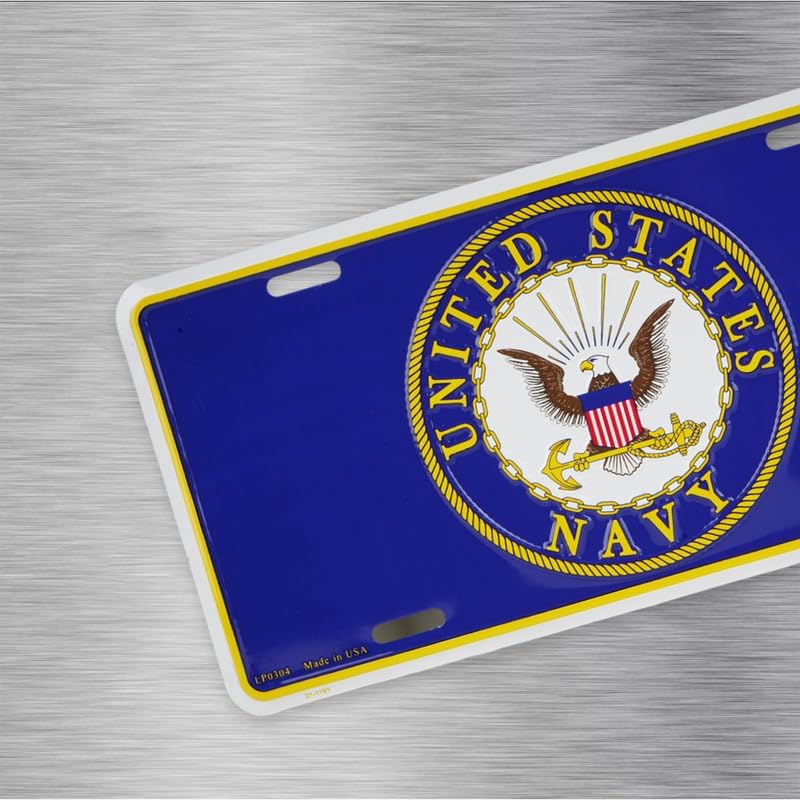 License Plate with United States Navy (USN) Logo | Standard Size 6" x 12" | License Plate for Cars, SUVs, Trucks, and Minivans Aluminum 4 Holes | Universal Fit | Officially Licensed image 3