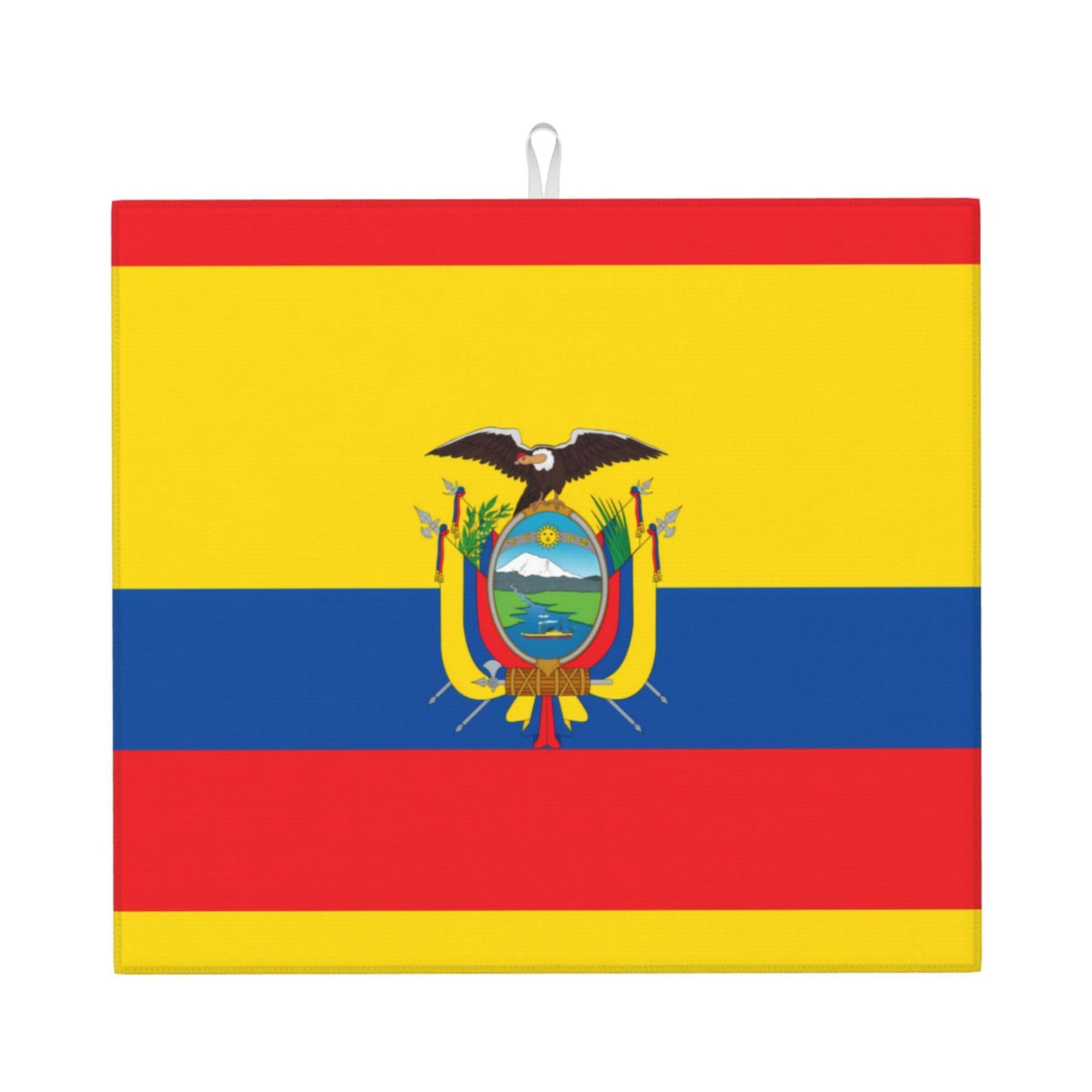 YYHHAOFA Flag of Ecuador Prints Kitchen Drying Mat – Absorbent Dish Throw for Countertops, Quick-Dry Non-Slip Layer with Stylish Prints, for New Homes