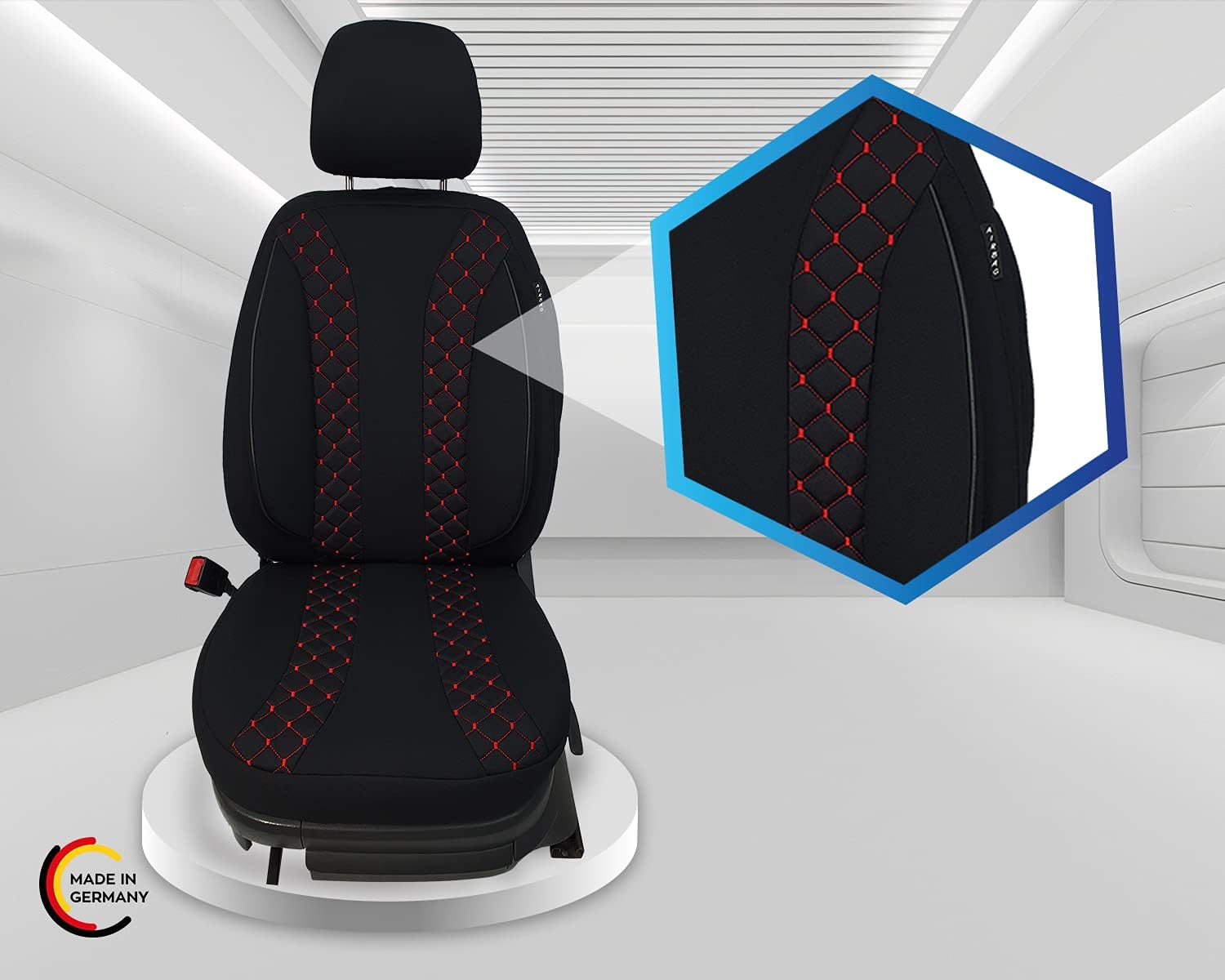 BREMER SITZBEZÜGE Dimensions Car Seat Covers Compatible with Hyundai H1 2nd Gen Driver & Passenger Set from 20082020 Car Seat Covers Protective Cover Set Car Seat Covers Pack of 2 in BlackRed