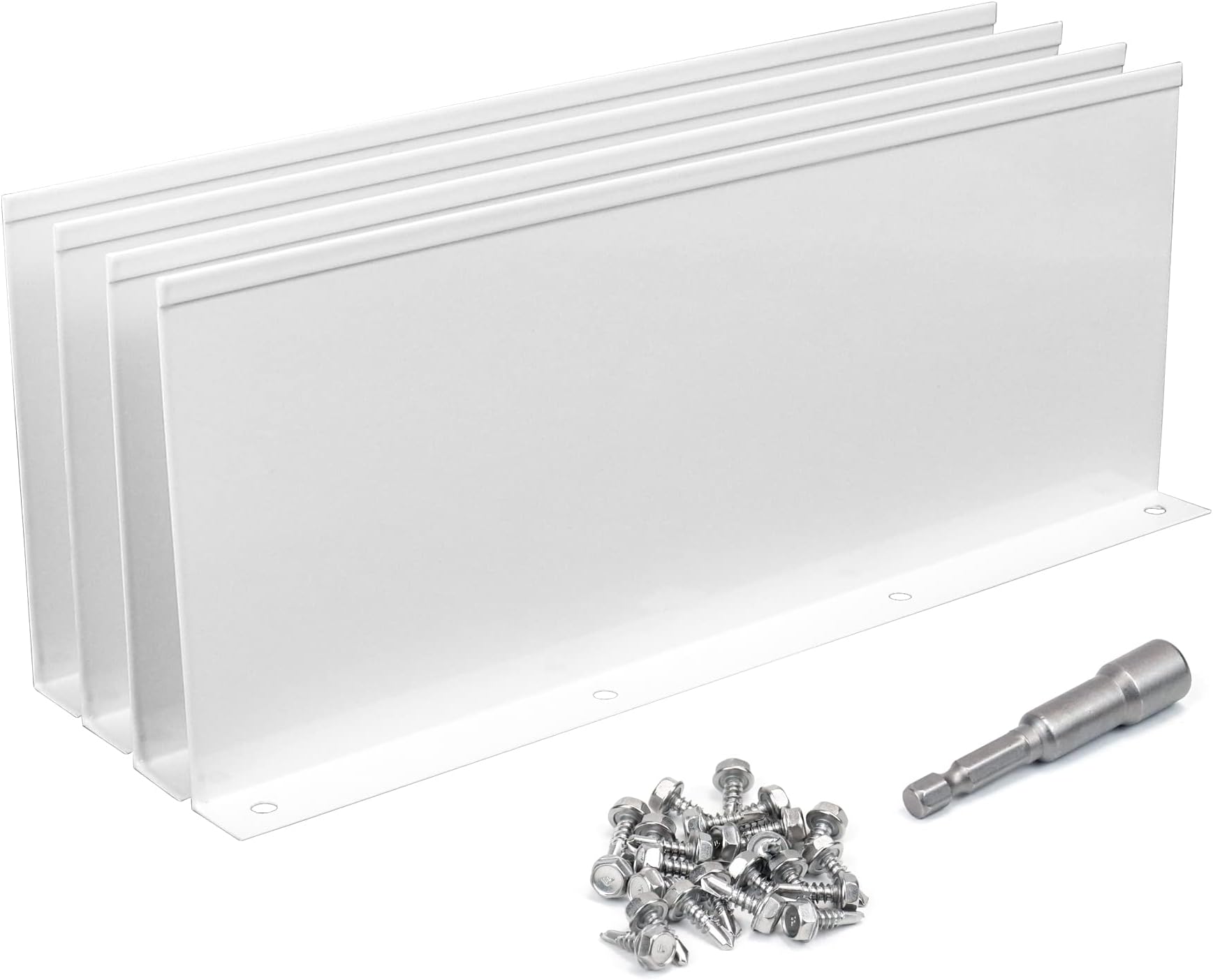 4 Pack Aluminum Gutter Valley Splash Guard,Keep Water from Overshooting The Gutter,for Valley,Corner,or Straight,10 inch Each Piece,White